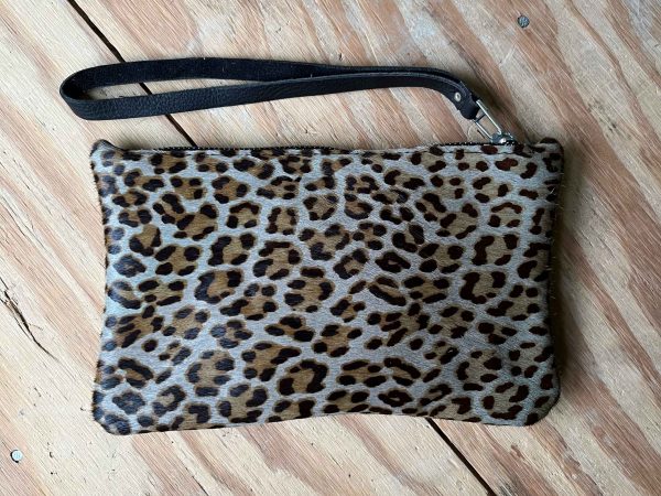 Koeienhuid clutch panterprint grijs - 68