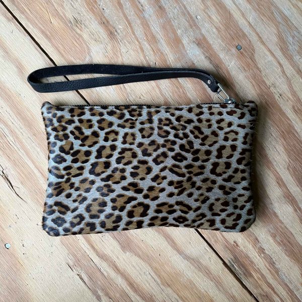 Koeienhuid clutch panterprint grijs - 68
