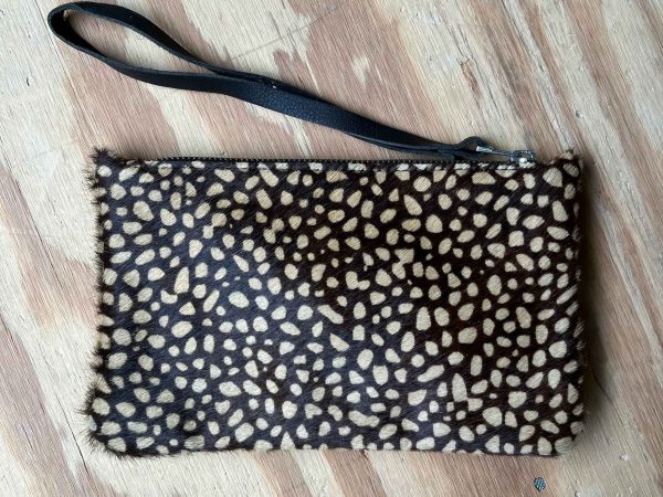 Koeienhuid clutch zwart bruin - 68