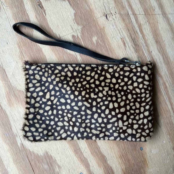 Koeienhuid clutch zwart bruin - 68