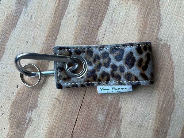 Koeienhuid sleutelhanger panterprint grijs - 70