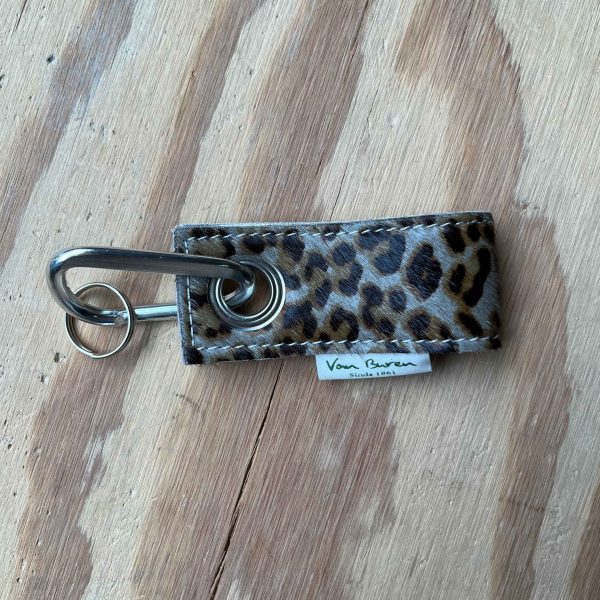 Koeienhuid sleutelhanger panterprint grijs - 70