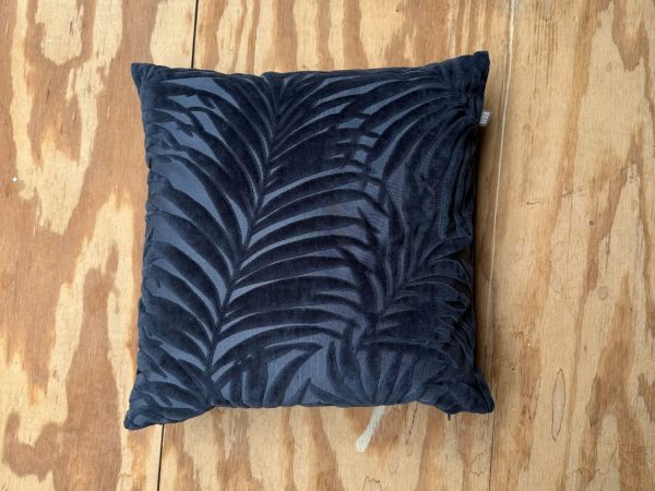 Kussen donkerblauw velvet palm