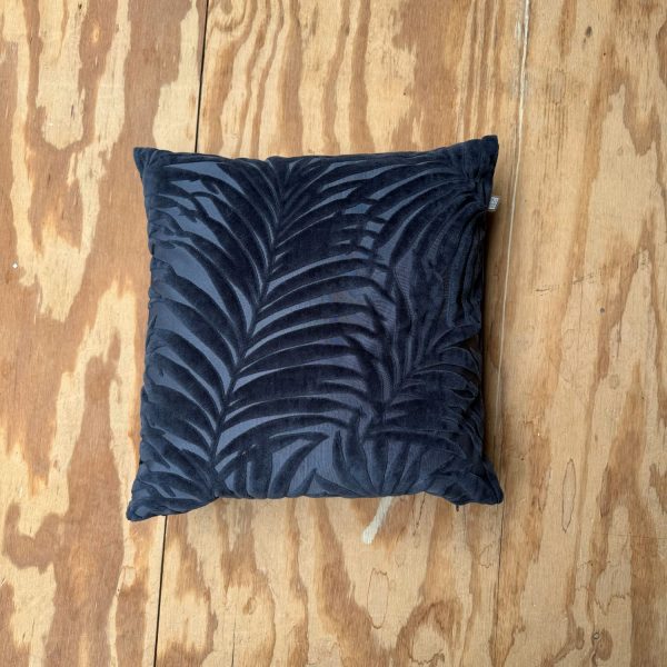 Kussen donkerblauw velvet palm